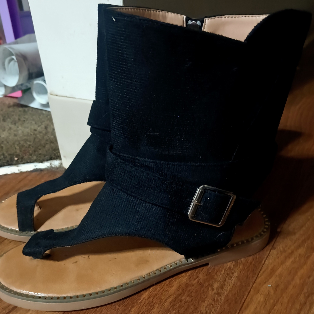 Love J Black Women's Sandals with Buckle